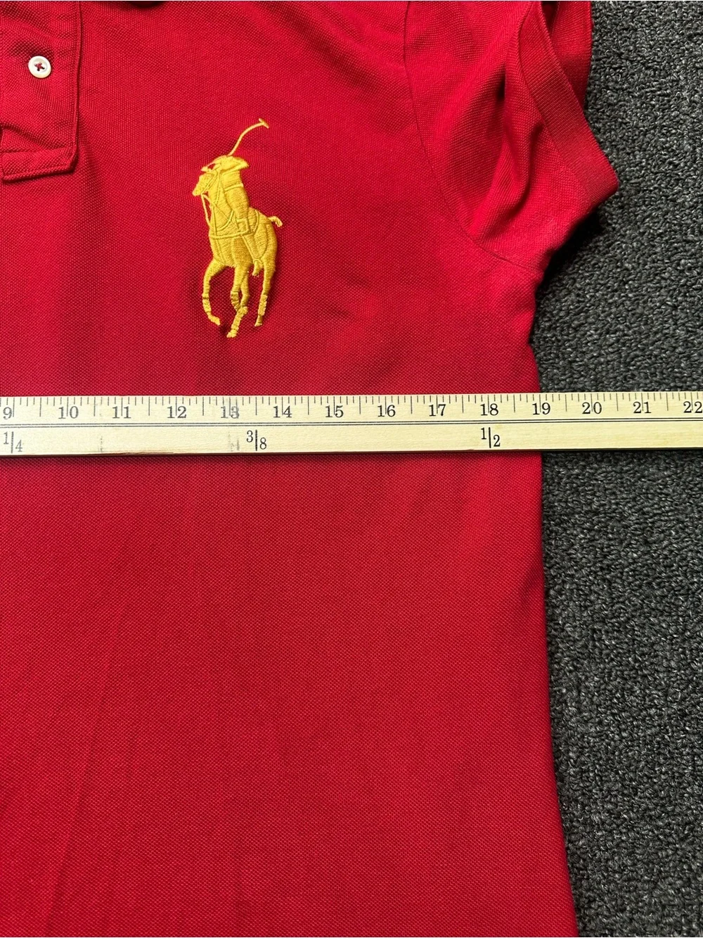 Polo Ralph Lauren Big Pony Short Sleeve Medium Custom Slim Fit Red Gold Crest
